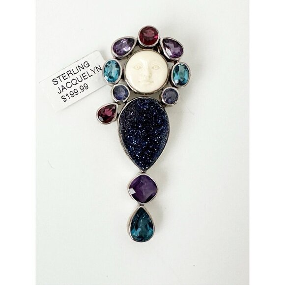 NWT Mystical Madness Sterling Silver Brooch Pendant Sajen-Style Face Amtheyst - Picture 3 of 7